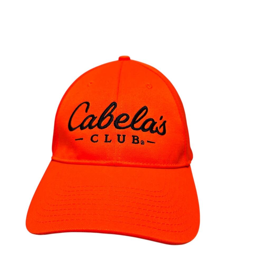 Cabela's Club Hat Cap Adult Orange Adjustable Strap Outdoor Hunting Embroidered